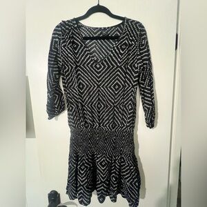 GAP Black and White Patterned Long Sleeve Dress- Small